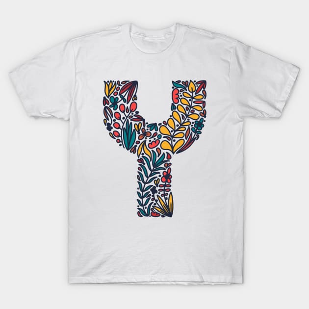 Tropical Letter Y T-Shirt by Cascade Patterns